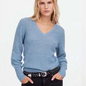 Alpaca-Blend Deep V-Neck Sweater